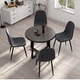 thumbnail image 1 of INO Design Mid-Century Modern 35'' Inch Round Grey Wooden Dining Table Set for 4 Comfortable Upholstered Curved Back Chairs, Space Saving for Kitchen, Living Room Furniture, Small Apartments (Grey), 1 of 11