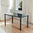 thumbnail image 1 of INO Design Modern Black Glass Top Dining Table with Black Metal Frame Seating Capacity for 6, Dining Room, Kitchen Furniture, Home Office (Table Only), 1 of 10