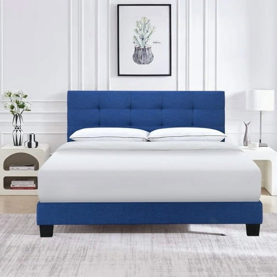 INO Design Modern Queen Platform Bed Frame with Tufted Upholstered ...