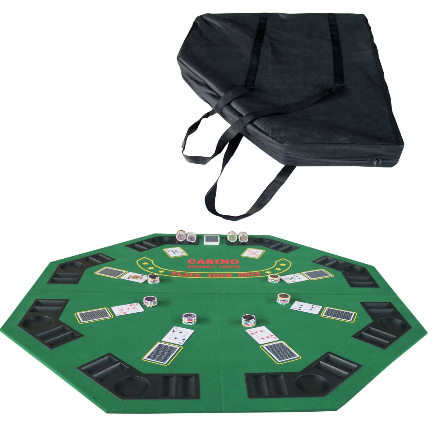 INO Design Octagon Poker Tabletop for 8-Player Texas Holdem Games Green ...