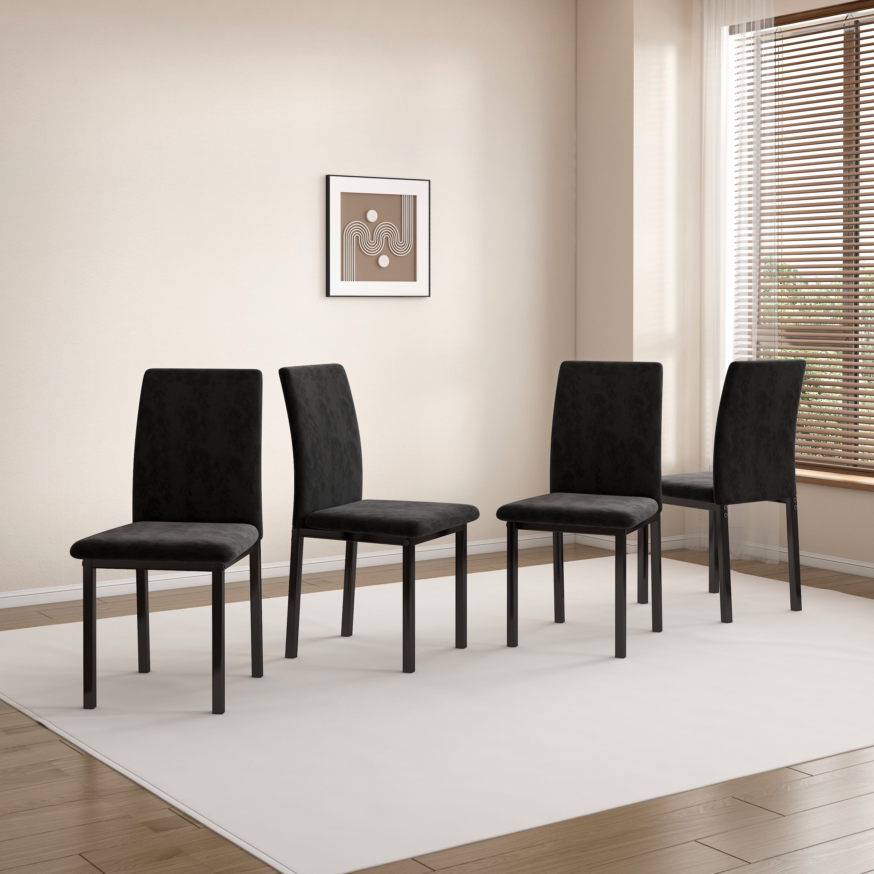 INO Design Velvet Upholstered Dining Chairs Set of 4, Tufted Stylish ...