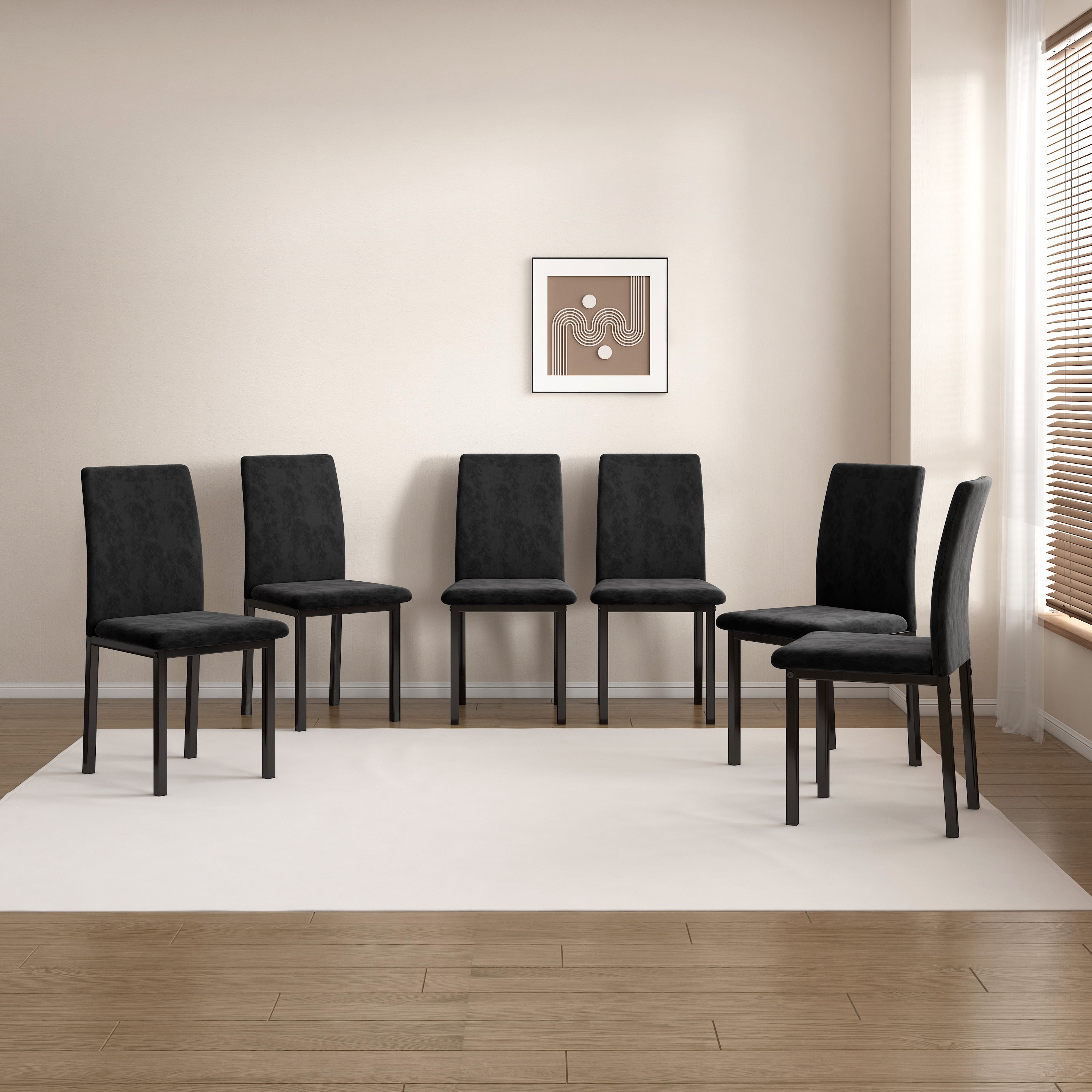 INO Design Velvet Upholstered Dining Chairs Set of 6, Tufted Stylish ...