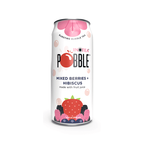 INOTEA/POBBLE, Popping Bubble Tea Mixed Berries + Hibiscus Drink Mix, 12 Count, 16.6 oz