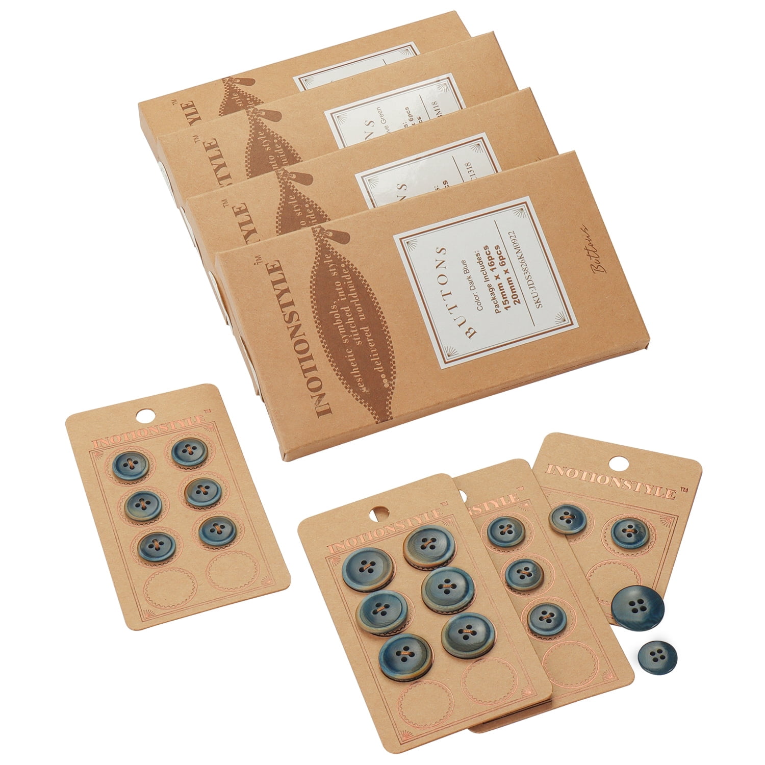 Inner Buttons INOTIONSTYLE Premium Buttons Set 15/20mm 4-Hole Buttons for Blazer Suit ...