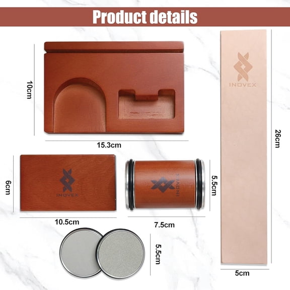 INOVEX Premium Rolling Knife Sharpener with Leather Strop & Stand, Select Tool Sharpener for Kitchen Knives, Dual 15  /20    Magnetic Angles, Easy & Safe Knife Sharpening System