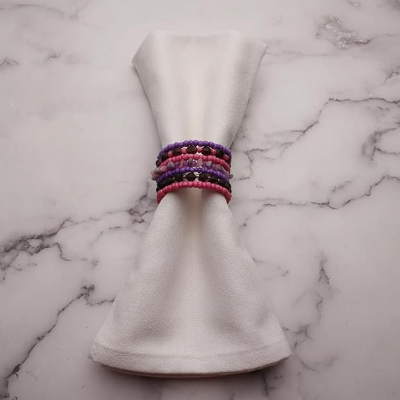 INOX ARTISANS Elegant Beaded Napkin Rings | Handmade, Durable, and Stylish Rings | Set of 4 Pc.| Multicolour