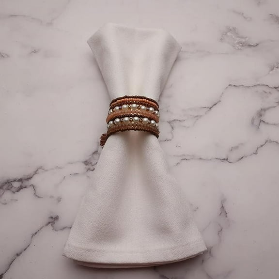 INOX ARTISANS Elegant Beaded Napkin Rings, Handmade, Durable, and Stylish Rings, Set of 4 Pc.