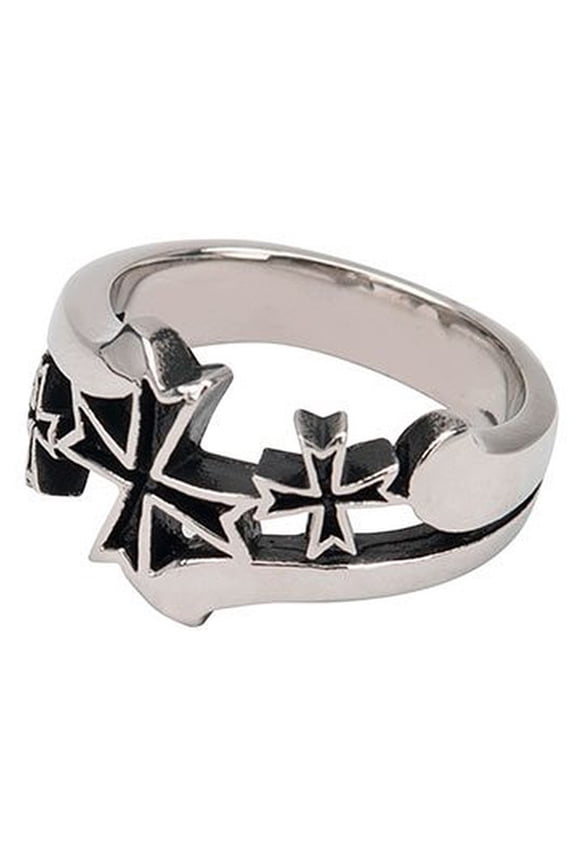 JEWELRY Mens Sovereign Steel Black Oxidized Crosses Ring Size 12