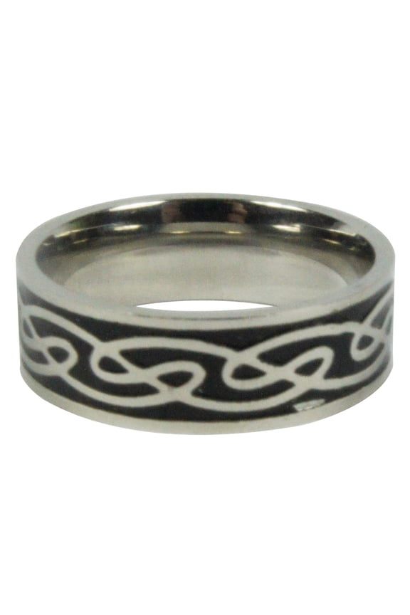 JEWELRY Mens Stainless Steel Tribal Wave Allover Design Size 8