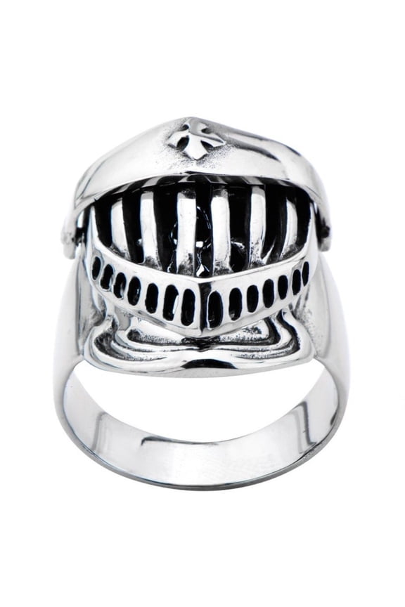 JEWELRY Mens Stainless Steel knight Mark Moving Mask Ring Size 10