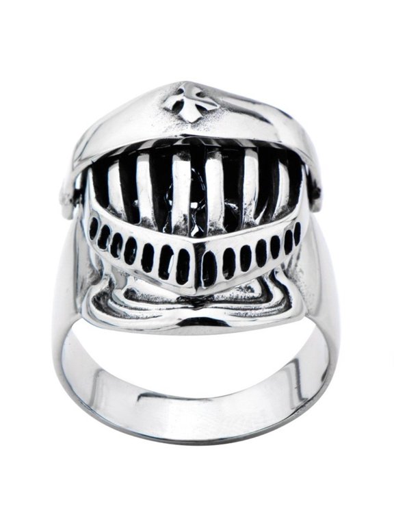 JEWELRY Mens Stainless Steel knight Mark Moving Mask Ring Size 9