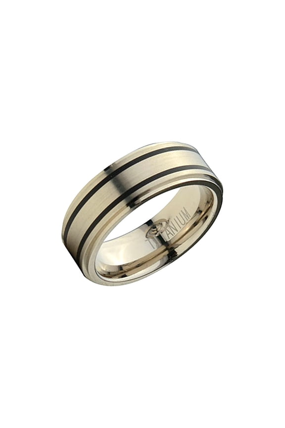 Jewelry Men's Titanium Band with 2 Inlaid Rubber Details Ring (12)