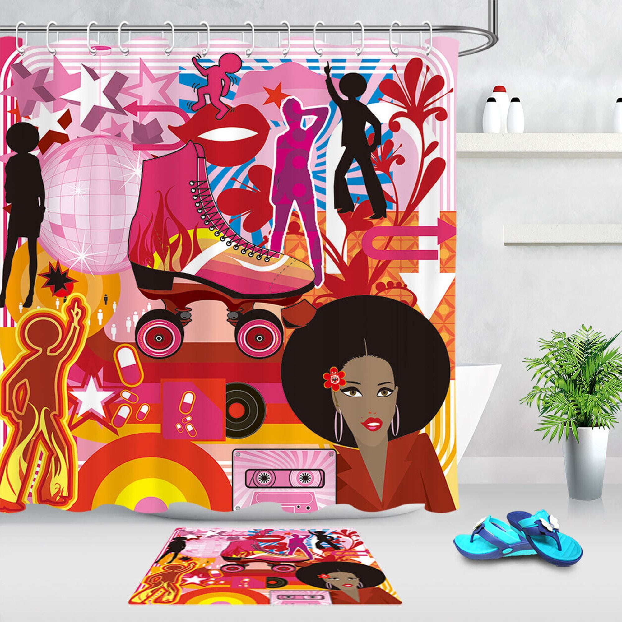INPERCUST African Vibes Shower Curtain Dance, Disco, and