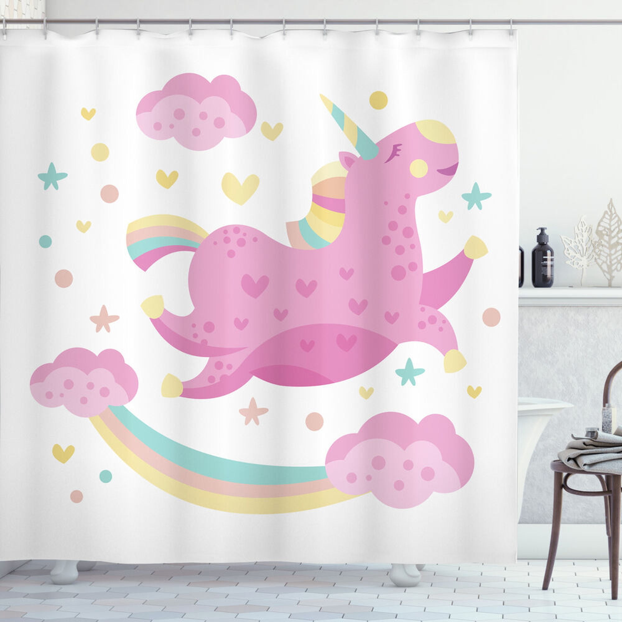 INPERCUST Magical Rainbow Unicorn Shower Curtain for a Dreamy Bathroom