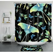 INPERCUST Psychedelic Moth Butterfly Shower Curtain - Embrace Nature's Vibrant Beauty in Your Bathroom