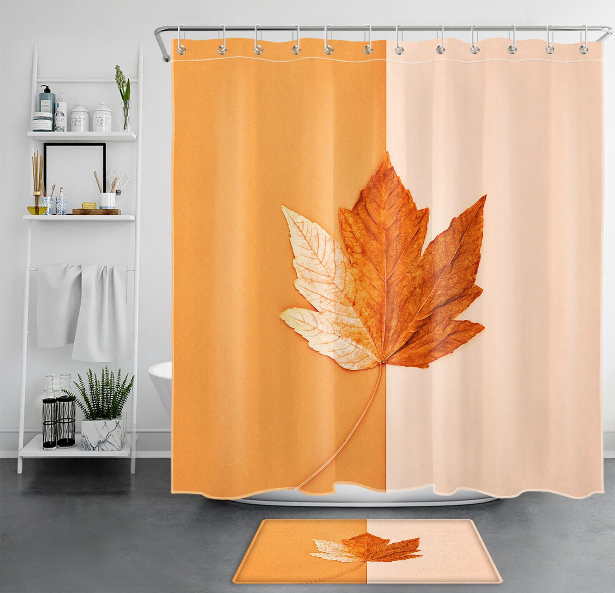 INPERCUST Vibrant Autumn Maple Leaf Shower Curtain