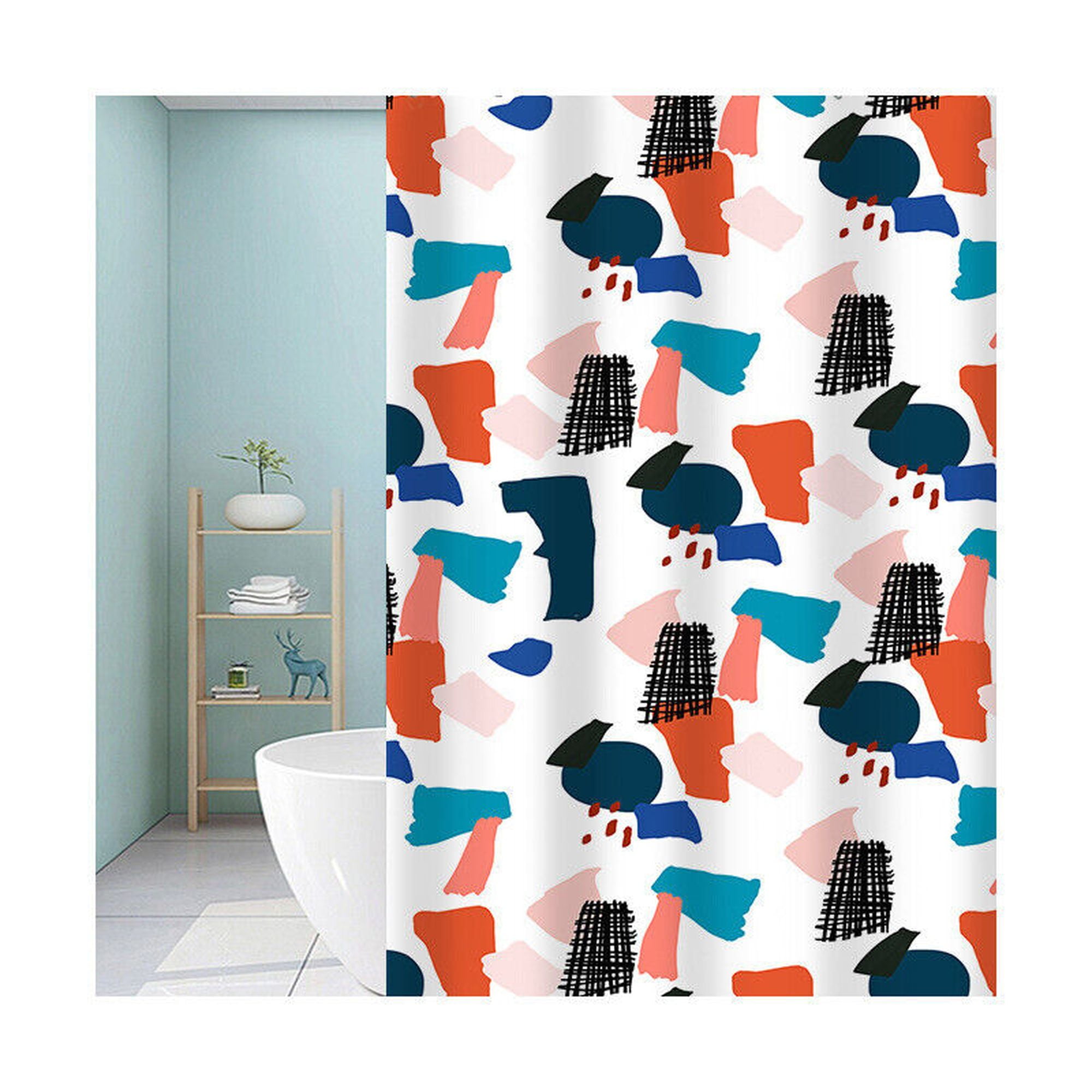 INPERCUST WaterResistant Fabric Shower Curtain with Stylish Bathroom