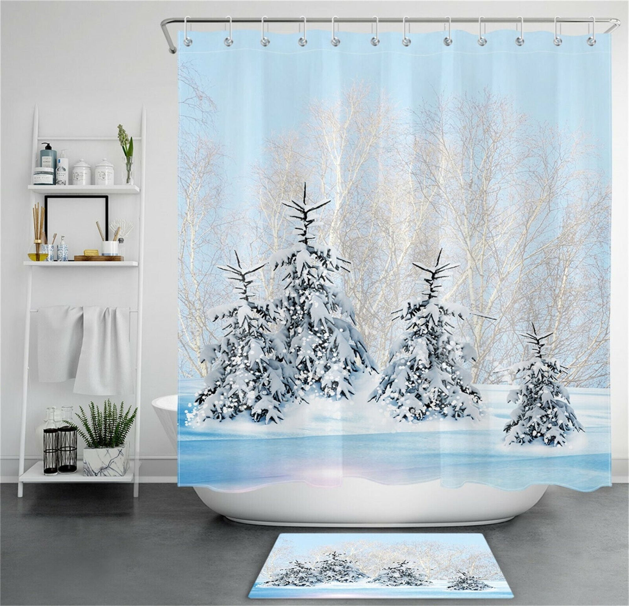 INPERCUST Winter Wonderland Shower Curtain with Hooks Transform Your