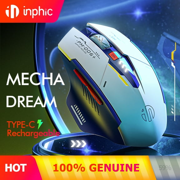 INPHIC F9 Wireless Mouse Rechargeable 700mAh Ergonomic Silent Mice 2.4G USB Receiver Mecha gaming Mouse Laptop Computer Mac MacBook