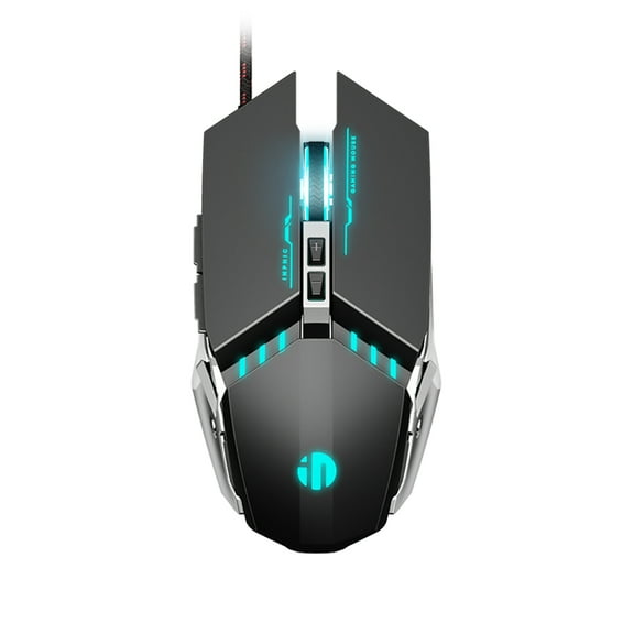 INPHIC W2 Gaming Mouse Silent Click USB Optical Wired Mouse 4800DPI Ergonomic Mice 6 Programmable Buttons RGB Breathing LED PC