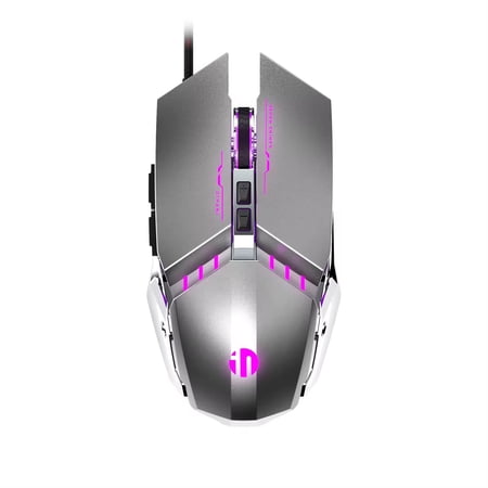 INPHIC W2 Gaming Mouse Silent Click USB Optical Wired Mouse 4800DPI Ergonomic Mice 6 Programmable Buttons RGB Breathing LED PC