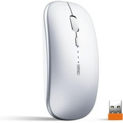 INPHIC Wireless Mouse ، 2.4G Silent Rechargeable Ultra Slim USB Portable Mouse ، 1600 DPI & 400mAh Battery مع مستوى مرئي لأجهزة الكمبيوتر المحمولة وأجهزة MacBook LED-Black
