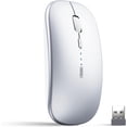 thumbnail image 1 of INPHIC Wireless Mouse, 2.4G Silent Rechargeable Ultra Slim USB Portable Mouse, 1600 DPI & 400mAh Battery with Visible Level for Laptop PC Computer & MacBook (LED-Black), 1 of 7