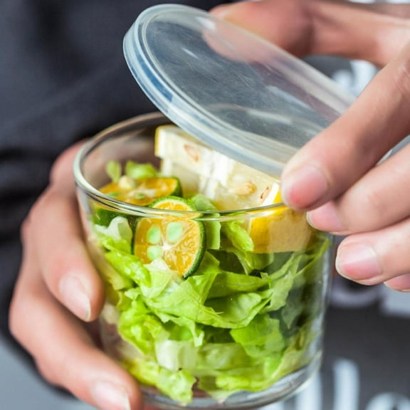 INS Clear Glass Bowl with Lid for Fruit Salad Candy Dessert Pudding, Kitchen Food Storage Container