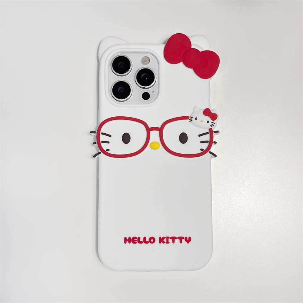 INS Cute Glasses Simple Lovely Hello Kitty Phone Case For iPhone 16 15 14 13 12 11 Pro Max XR XS MAX 16 PLUS Case  Back Cover