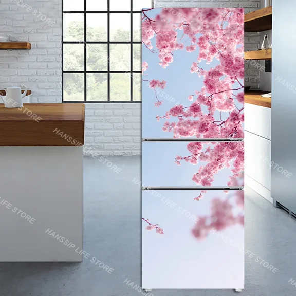 INS Floral Still Life Art Mural Refrigerator Door Sticker Removable Rose Flower Kitchen Waterproof Freezer Cabinet Wallpaper