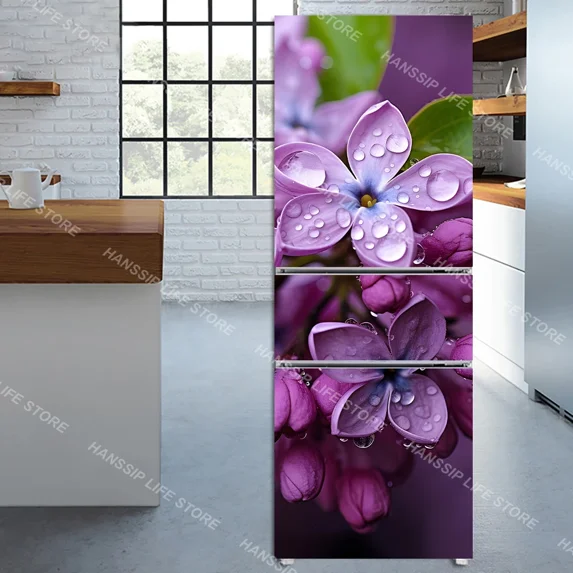 INS Floral Still Life Art Mural Refrigerator Door Sticker Removable Rose Flower Kitchen Waterproof Freezer Cabinet Wallpaper