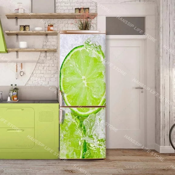 INS Fridge Door Wrap Vinyl Sticker Kitchen Refrigerator Door Wallpaper Decal Freezer Covering Art Poster Peel and Stick Mural