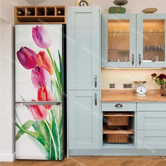 INS Fridge Door Wrap Vinyl Sticker Kitchen Refrigerator Door Wallpaper Decal Freezer Covering Art Poster Peel and Stick Mural