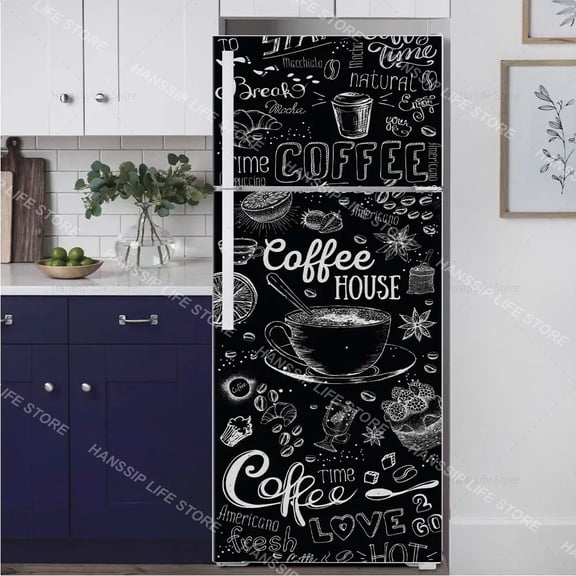 INS Fridge Door Wrap Vinyl Sticker Kitchen Refrigerator Door Wallpaper Decal Freezer Covering Art Poster Peel and Stick Mural