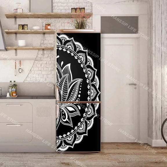 INS Fridge Door Wrap Vinyl Sticker Kitchen Refrigerator Door Wallpaper Decal Freezer Covering Art Poster Peel and Stick Mural