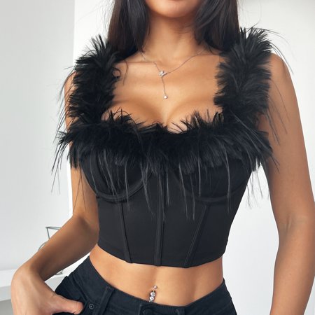 INS Hot Girl High-Grade Feather Fishbone Bra Row Buckle Sexy Bare Midriff Slim Fit Vest Female 11626