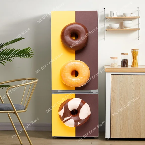 INS Ice Cream Donuts Refrigerator Door Wall Stickers Self-adhesive PVC Kitchen Wallpaper Refrigerato