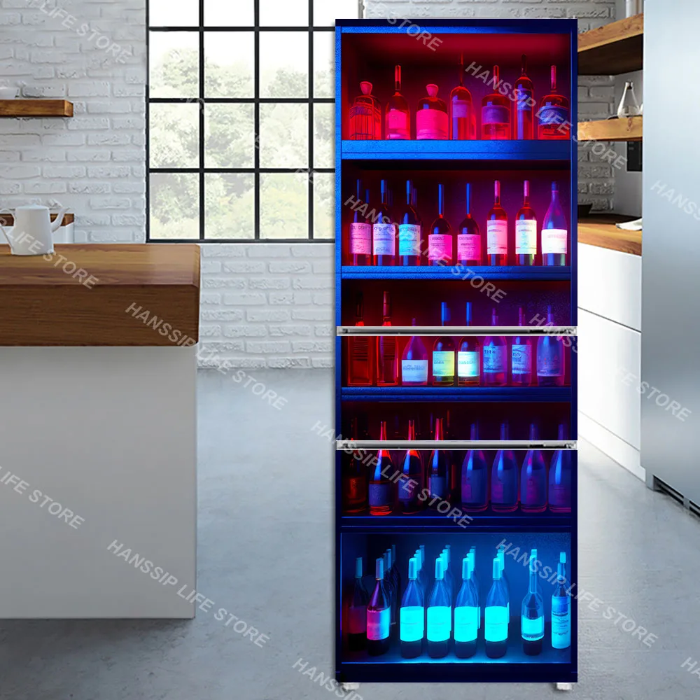 INS Style Teleph Booth Design Fridge Stickers Full Cover Vinyl Cartoon ...