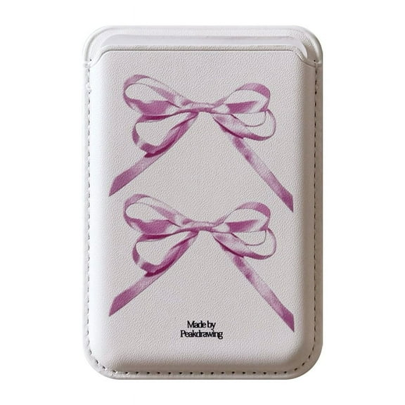 INS cute silk bow for MagSafe magnetic wireless charging slot card holder wallet case for iPhone 15 Pro Max universal accessorie