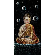 INSAIN - Buddha in Cosmic Meditation Handmade Velvet Painting 122x60 cm | Fabric Painting | Big Wall Art | Home Decor