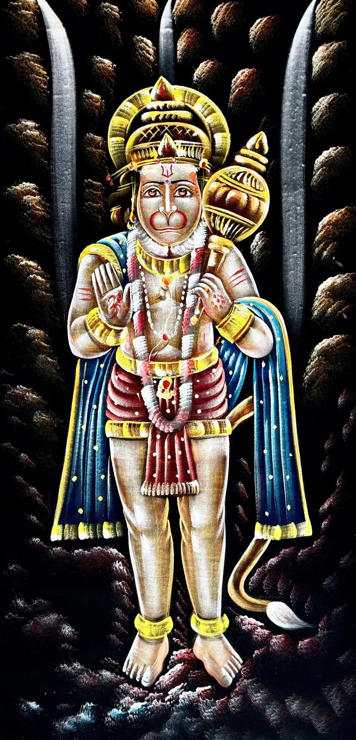 INSAIN - Lord Hanuman Velvet Painting (122x60 cm) | Fabric Painting | Big Wall Art | Home Decor
