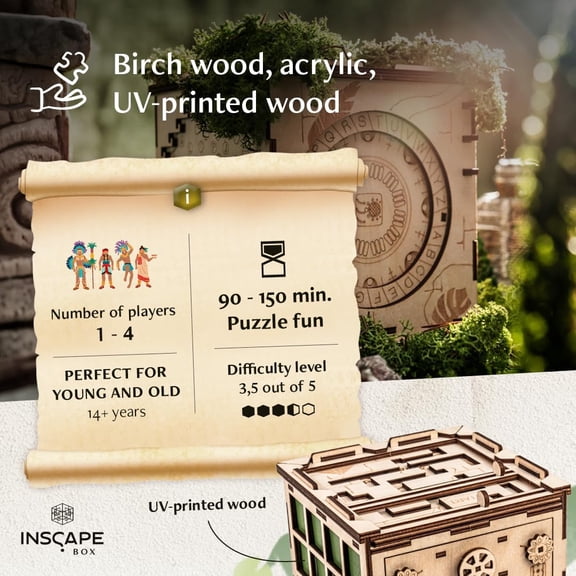 INSCAPE Mayas Myths - Puzzle Box - Escape Room in A Box - Cluebox - Gift Puzzle Boxes for Adults with Hidden Compartments - Escape Room Puzzles Escape Room Game - Brain Teasers Puzzles for Adults