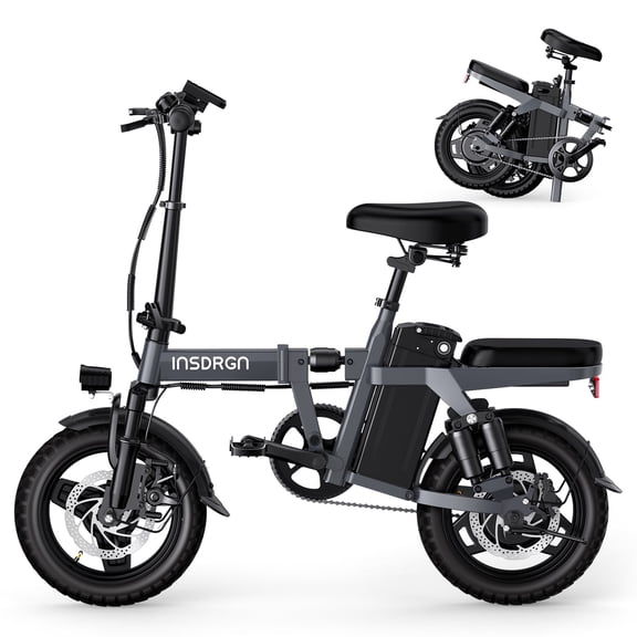 INSDRGN 14" Electric Bike for Adults and Teenager, 750W Peak Motor, 48V 499.2Wh Removable Battery, 20MPH, 28 Miles Range Commuting Mini E Bikes, UL2849, Gray