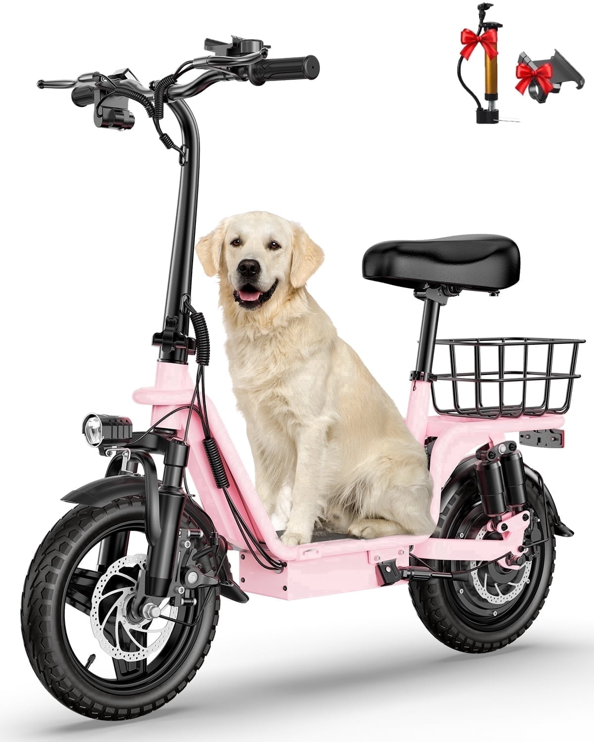 INSDRGN, Electric Scooter with Seat and Basket, 750W Peak, Black