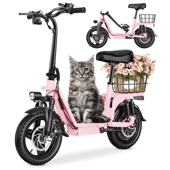 INSDRGN Electric Scooter for Adults, Seat E-Scooter with 1800W Peak Motor, 20MPH, 42 Miles Range, 330lbs Max Load, UL2272, Pink