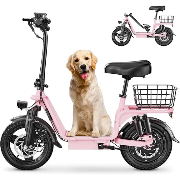 INSDRGN Electric Scooter for Adults, Seat E-Scooter with 900W Peak Motor, 20MPH, 28 Miles Range, 330lbs Max Load, UL2272, Pink