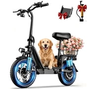 INSDRGN Electric Scooter with Seat, 1600W Peak Motor, 48V 16AH Battery, 20MPH, 42Miles Foldable 14 E Scooter for Commuting, Black
