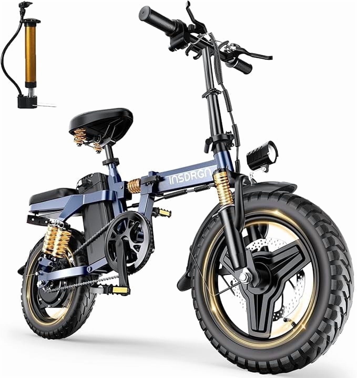 INSDRGN Folding Electric Bike for Teenager and Adults, 16AH 48V Battery 14" Electric Bike 1500W Peak Motor, 62 Miles Range, Mini Ebike for City Commuter, UL2849