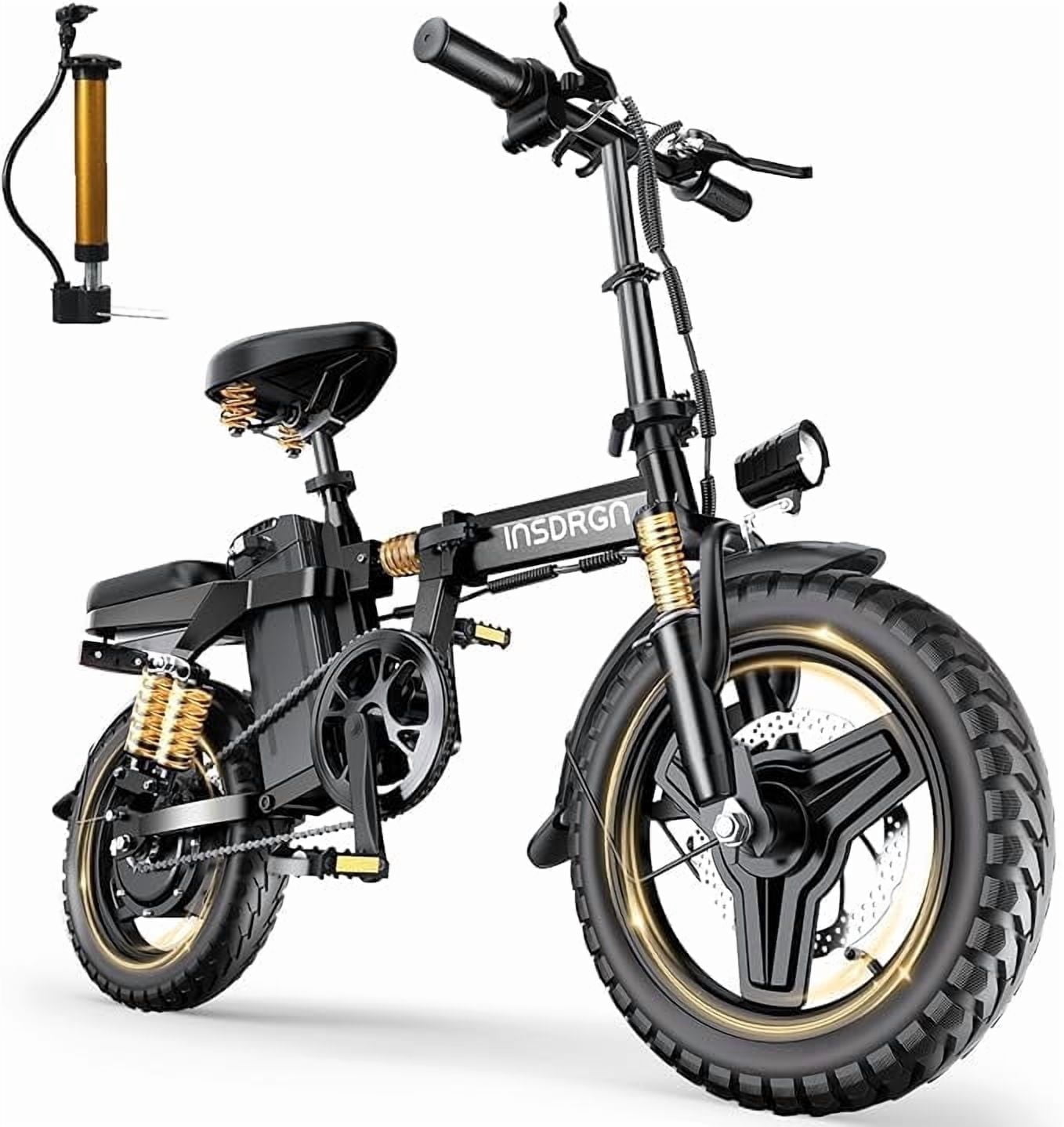 INSDRGN Folding Electric Bike for Teenager and Adults, 16AH 48V Battery 14" Electric Bike 1500W Peak Motor, 62 Miles Range, Mini Ebike for City Commuter, UL2849