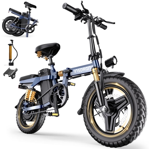 INSDRGN Folding Electric Bike for Teenager and Adults, 16AH 48V Battery 14" Electric Bike 750W Motor, 62 Miles Range, Mini Ebike for City Commuter, UL2849